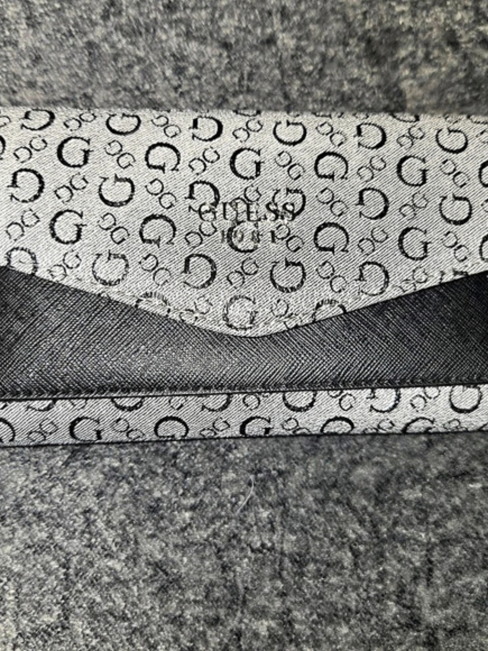 Guess Monogram Zip Around Wallet in Black & Gray